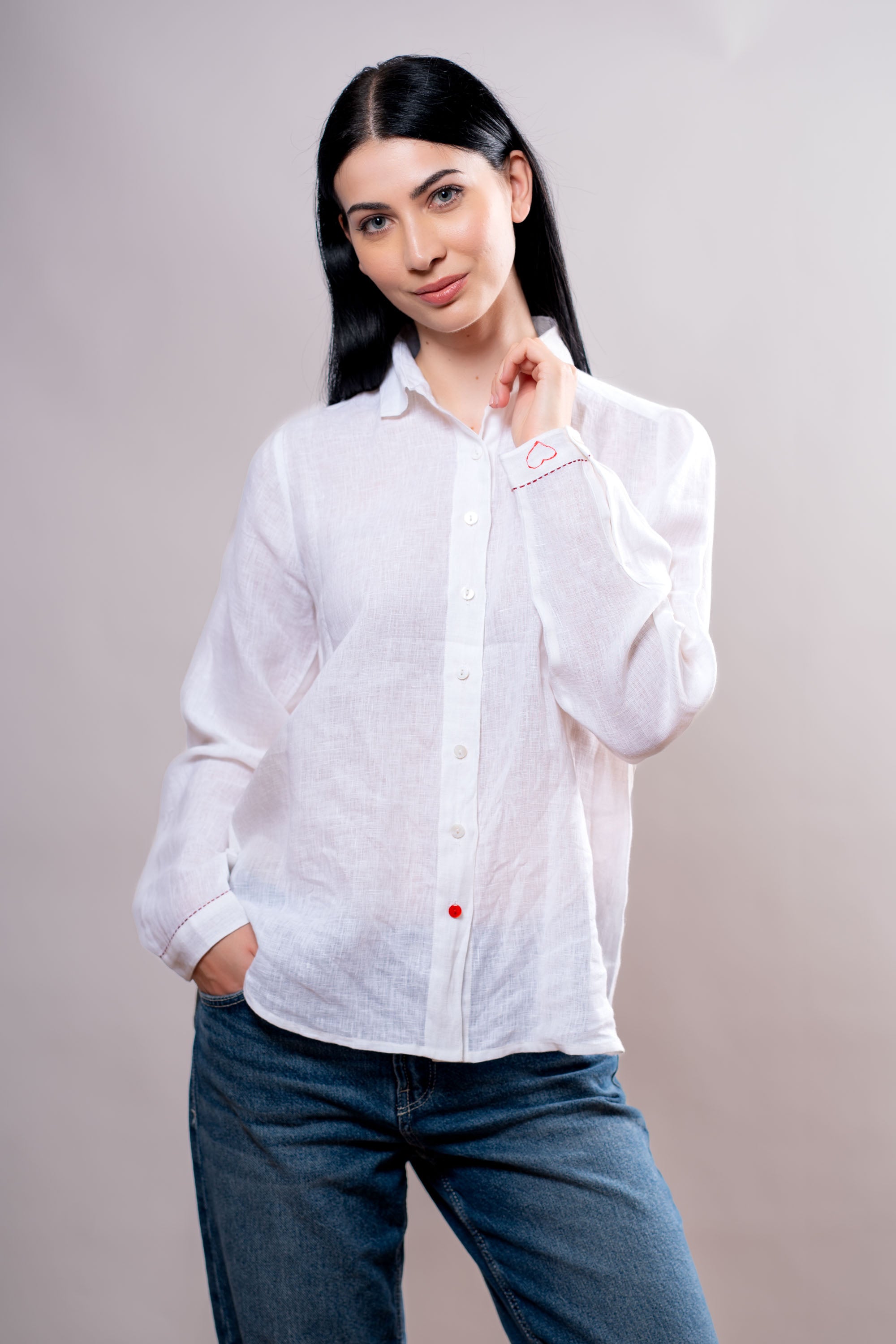 Camicia Donna Bianca quadrifogli