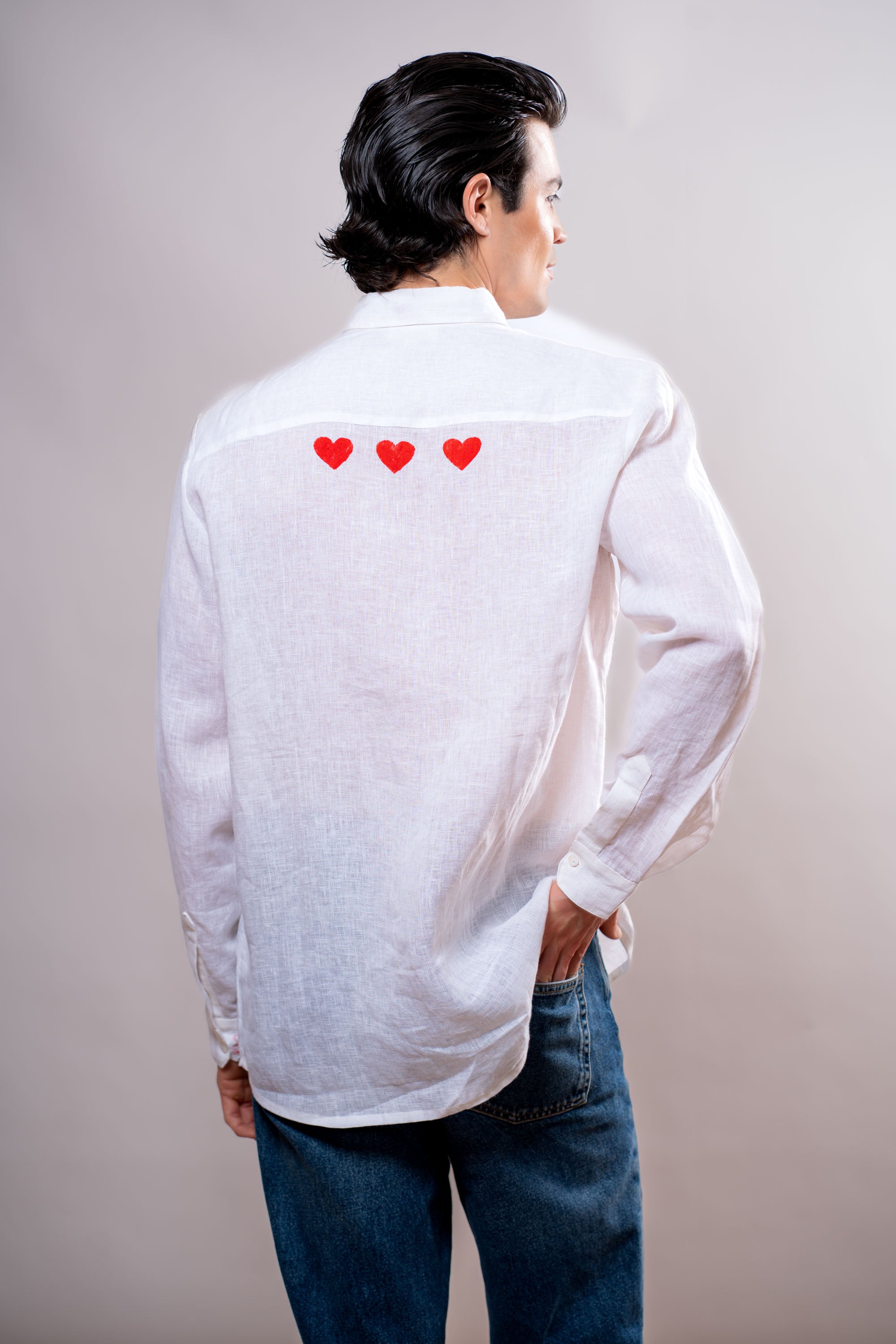 Camicia Uomo Bianca cuori