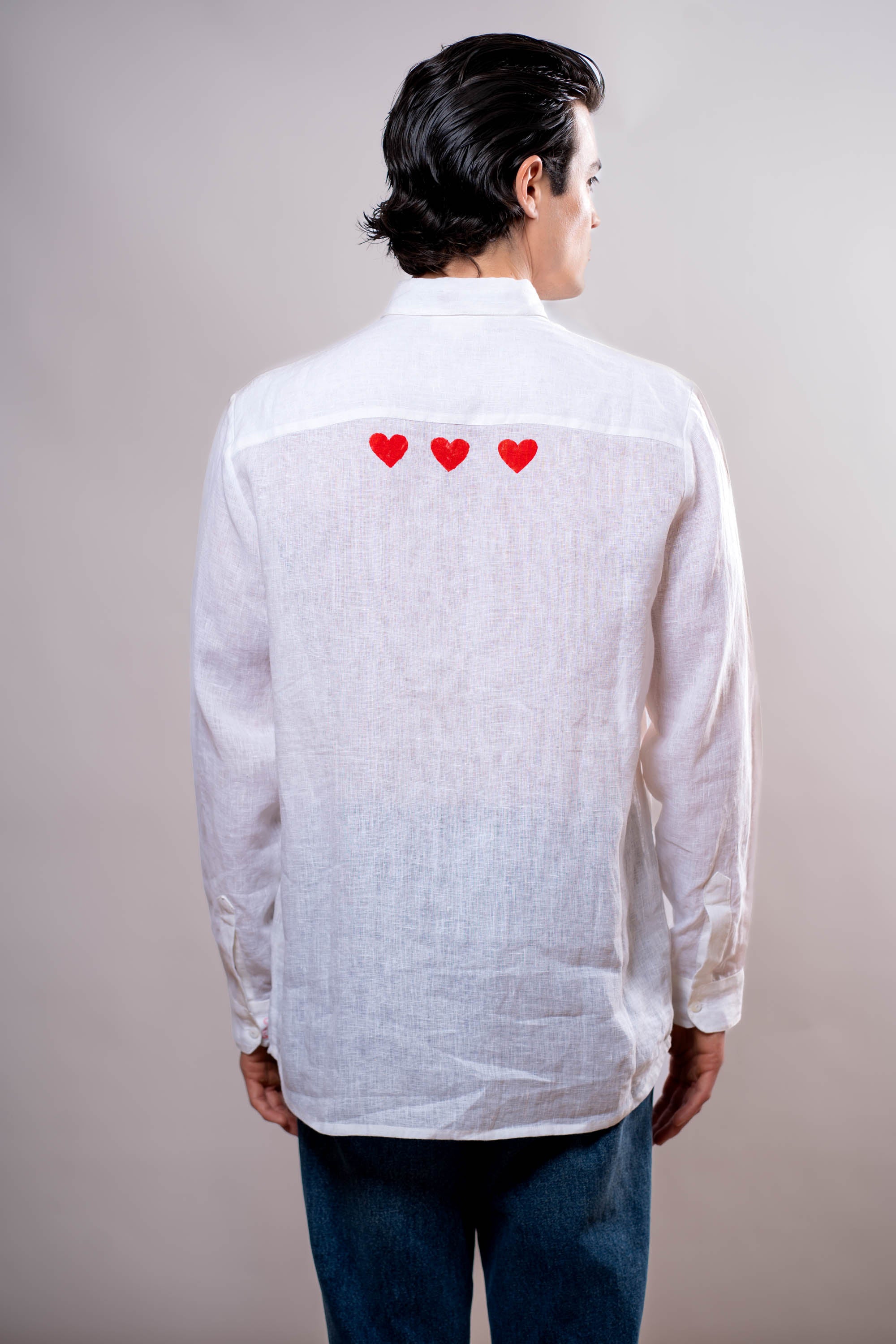 Camicia Uomo Bianca cuori