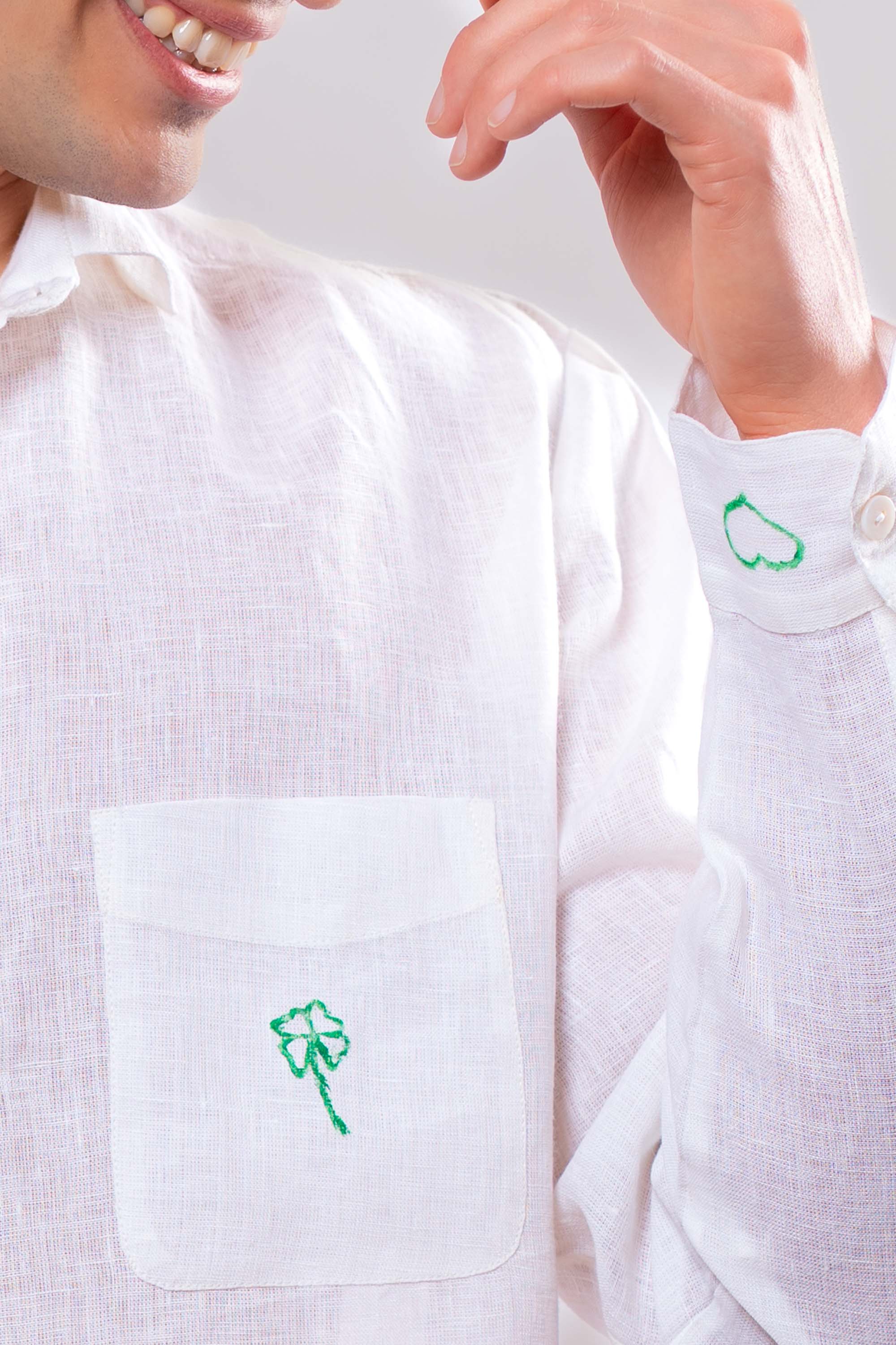 Camicia Uomo Bianca quadrifoglio