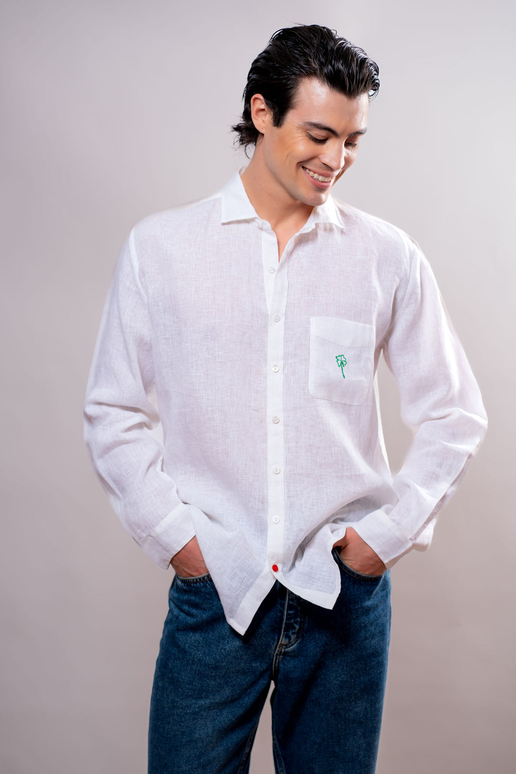 Camicia Uomo Bianca quadrifoglio