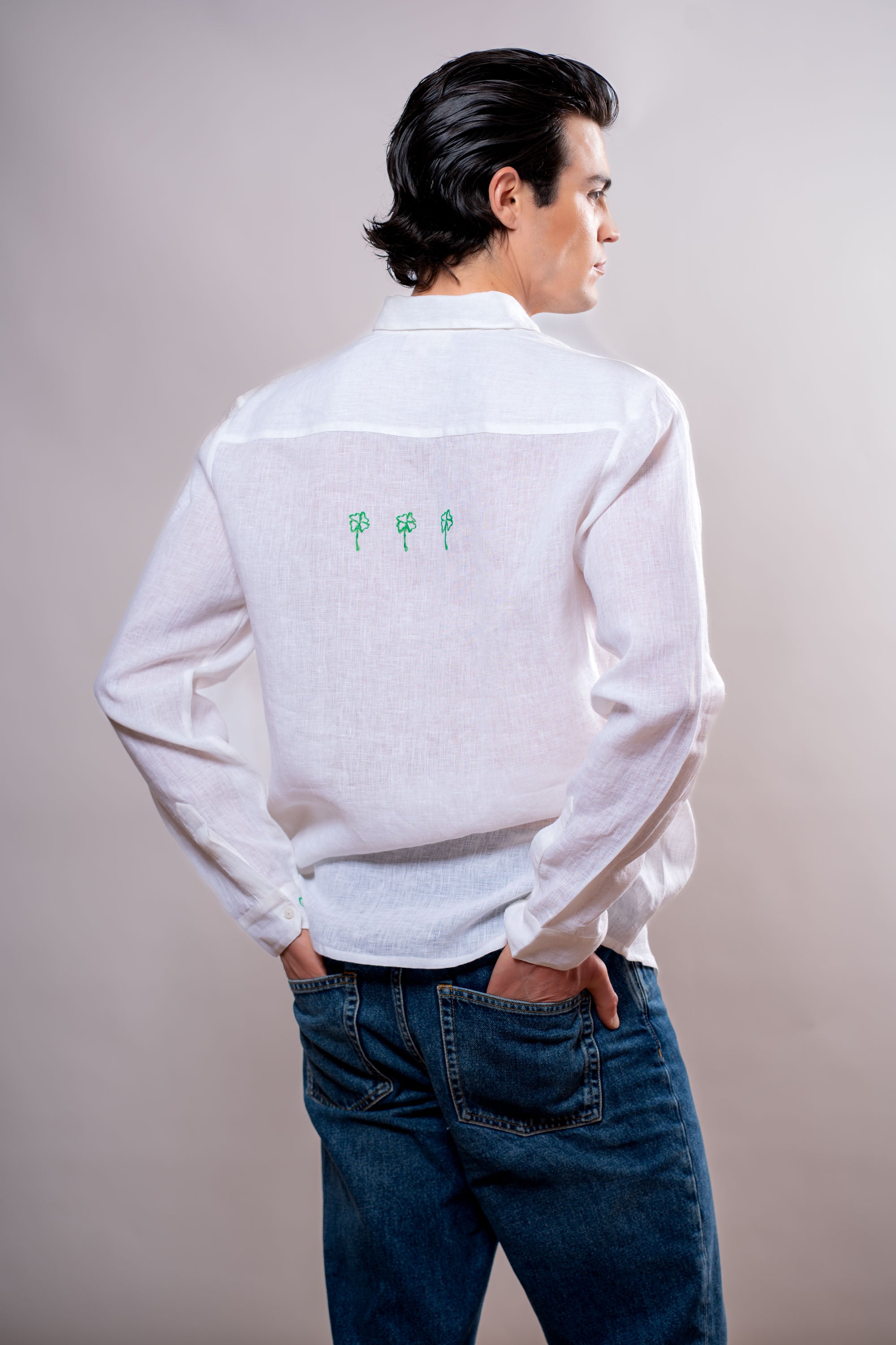 Camicia Uomo Bianca quadrifoglio