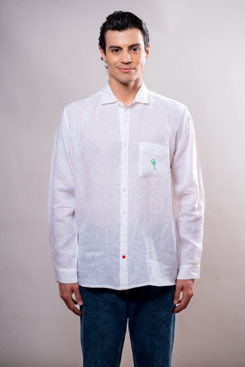 Camicia Uomo Bianca quadrifoglio