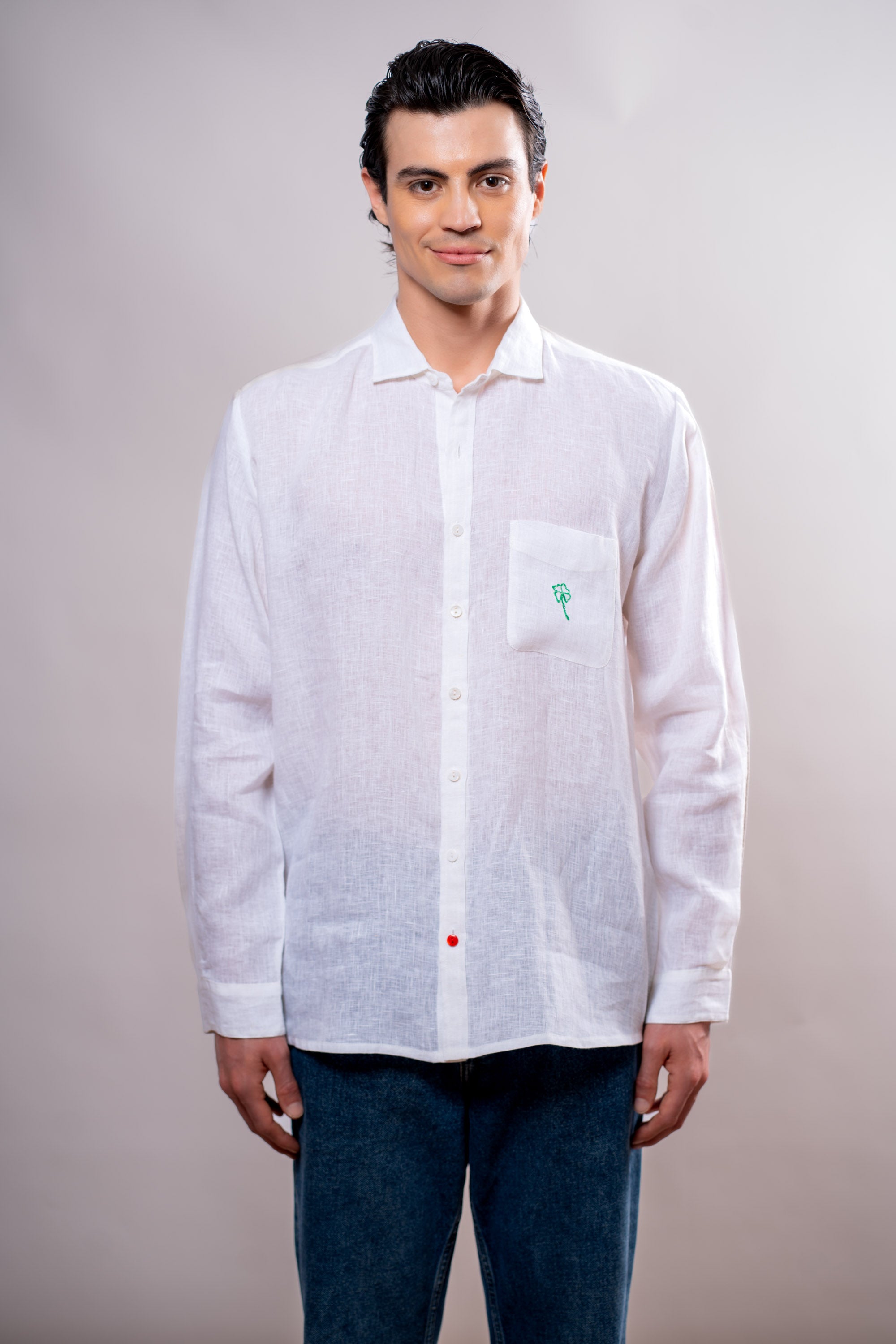 Camicia Uomo Bianca quadrifoglio