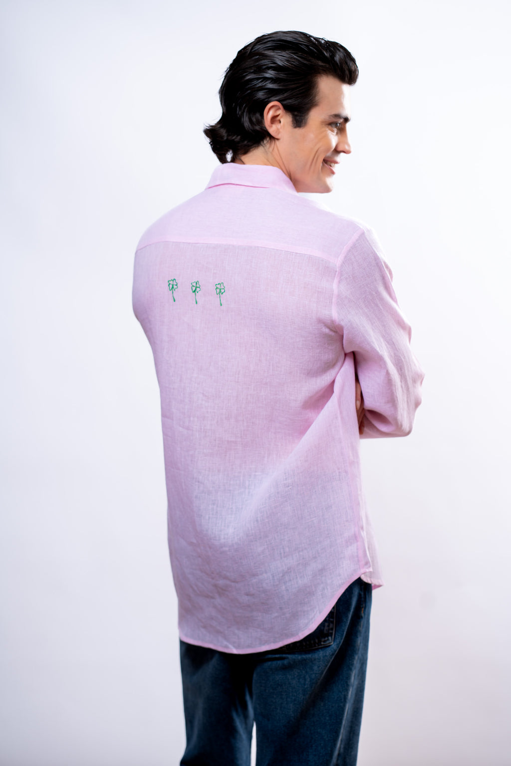 Camicia Uomo Rosa quadrifoglio
