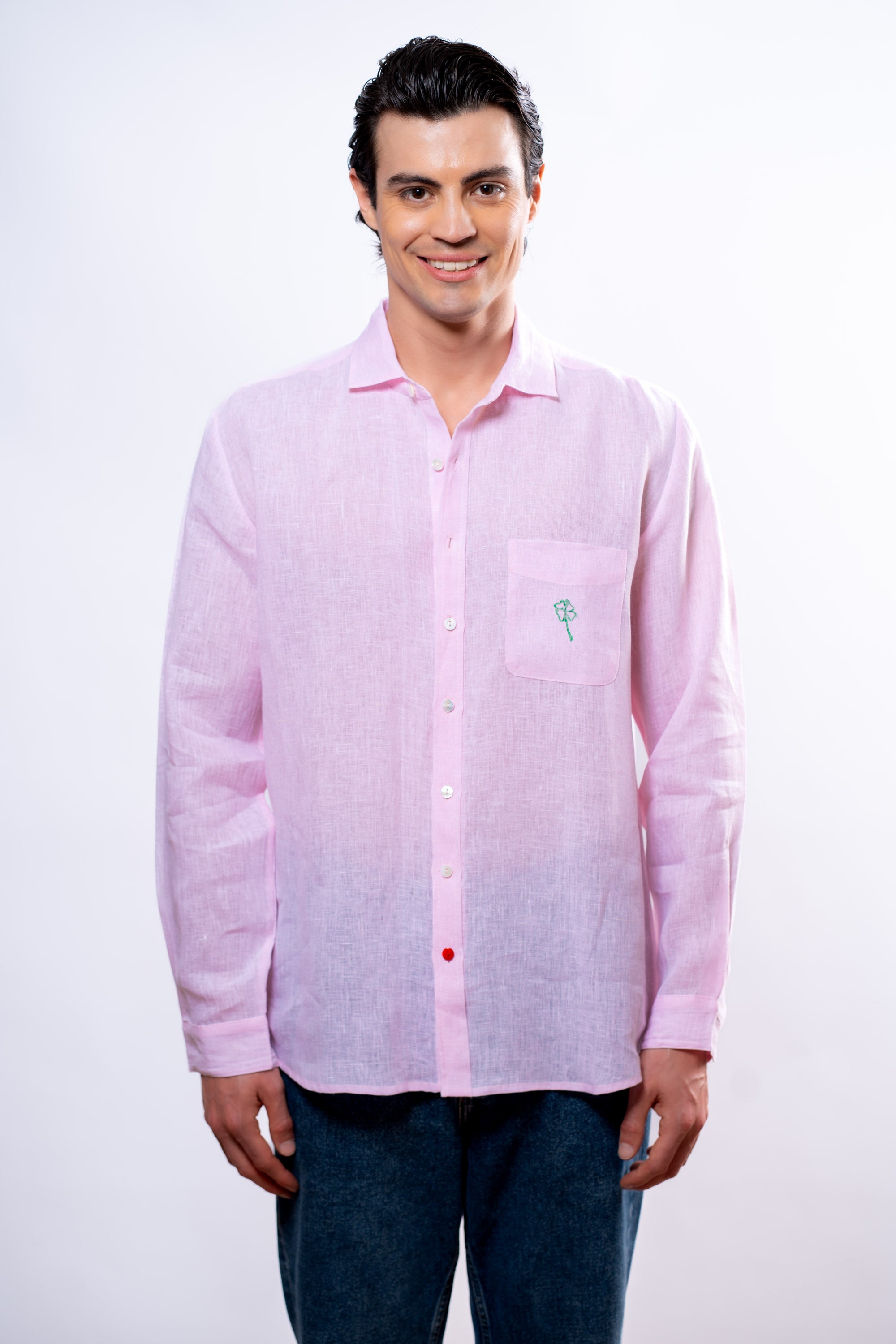 Camicia Uomo Rosa quadrifoglio