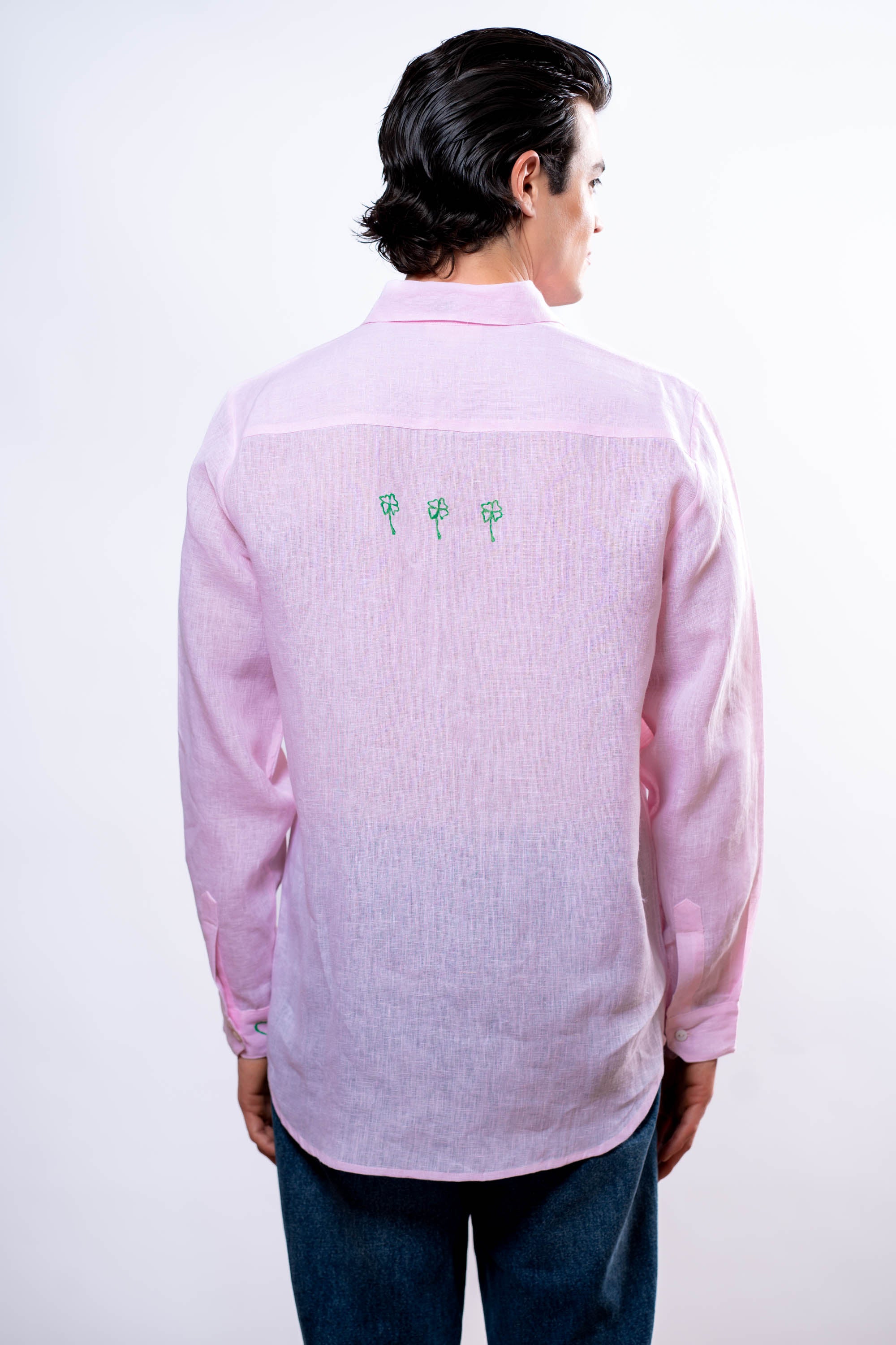 Camicia Uomo Rosa quadrifoglio