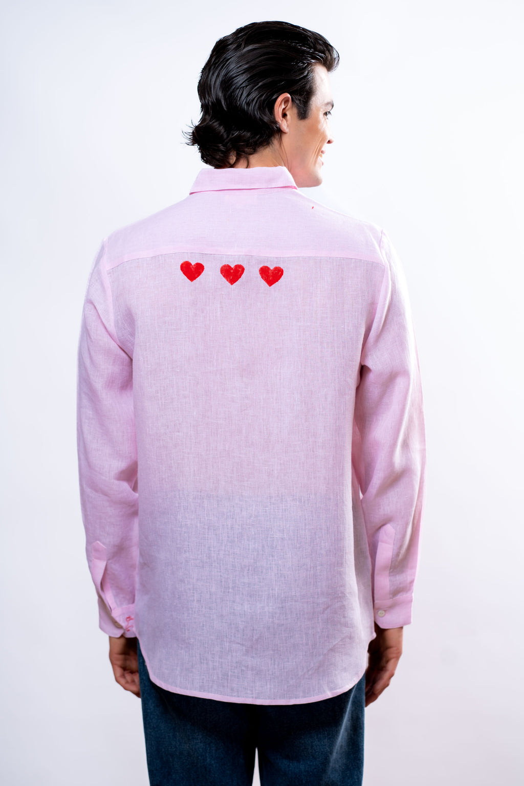 Camicia Uomo Rosa  cuori