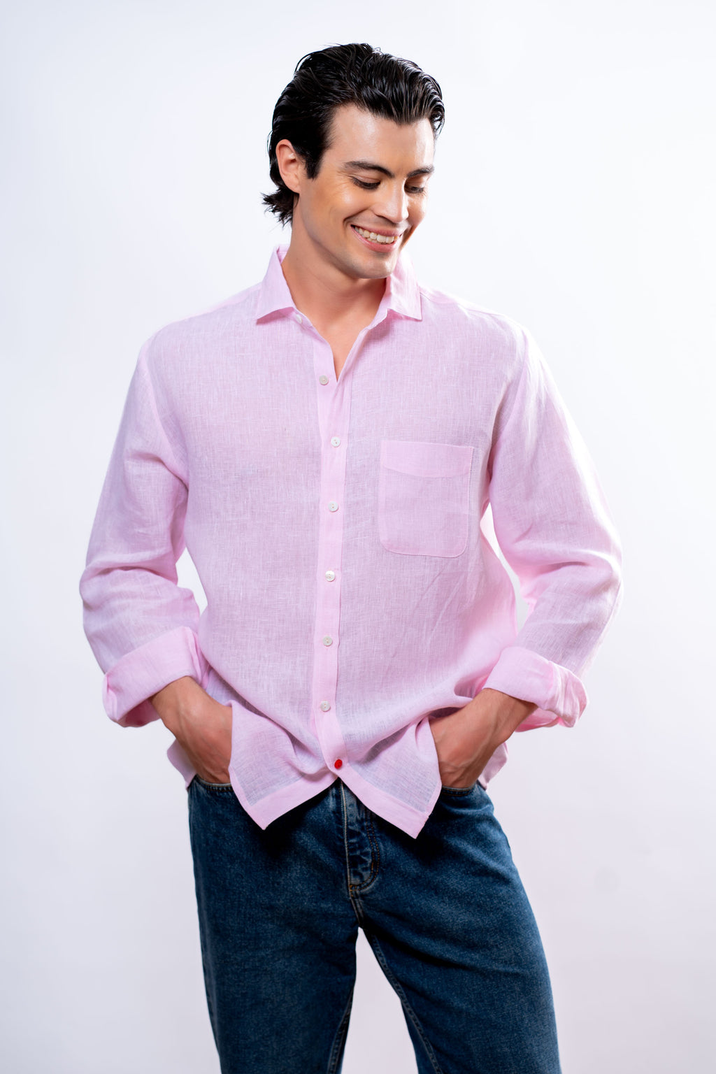 Camicia Uomo Rosa  cuori